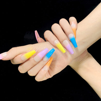 Vibrant Rainbow Series Long Ballerina Press-on Nails