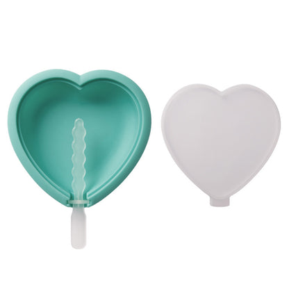 Heart & Striped Shaped Silicone Popsicles Molds (Set of 4)