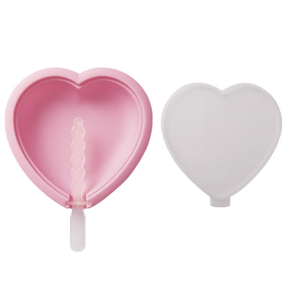 Heart & Striped Shaped Silicone Popsicles Molds (Set of 4)