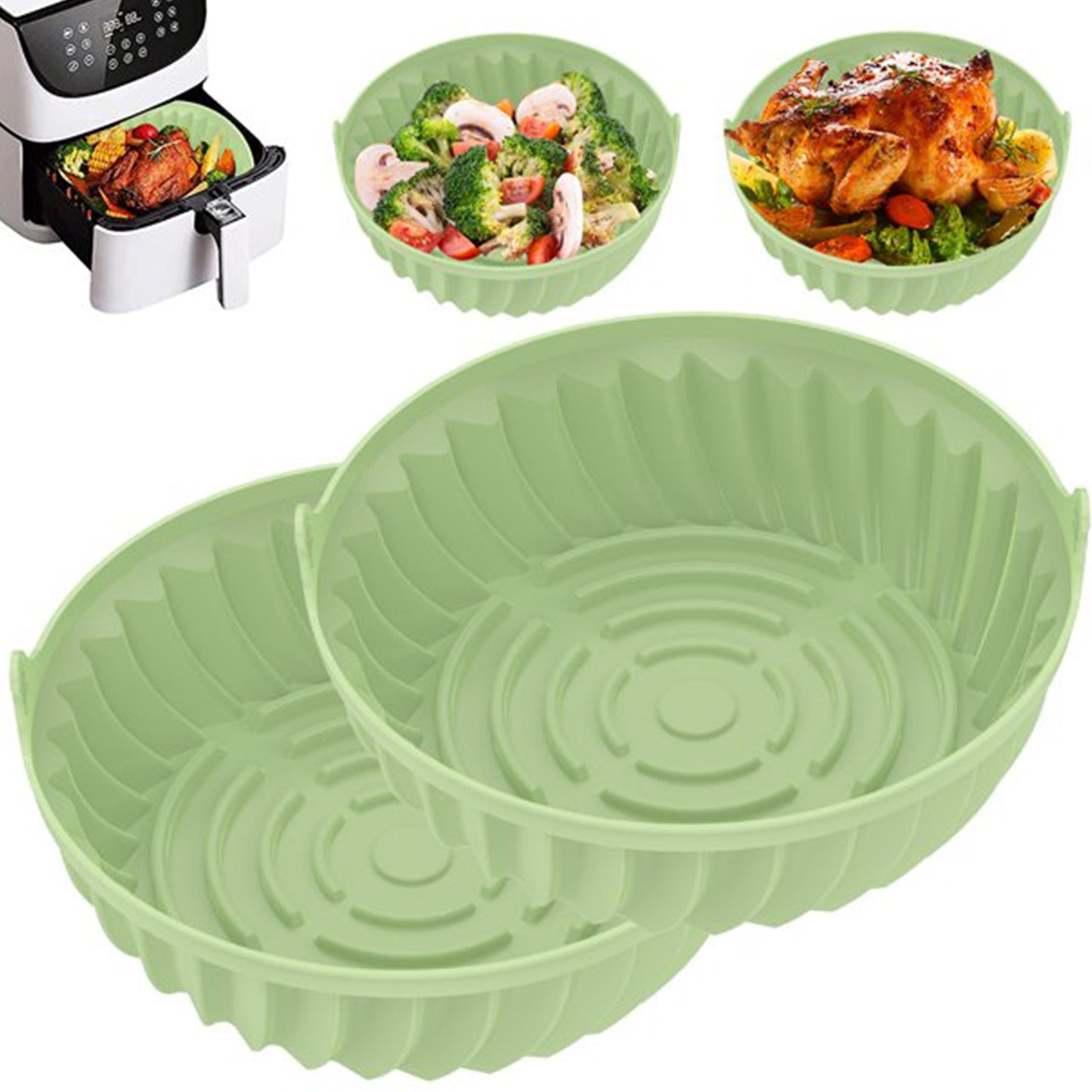 Dual-Handle Silicone Pot Air Fryers Tray