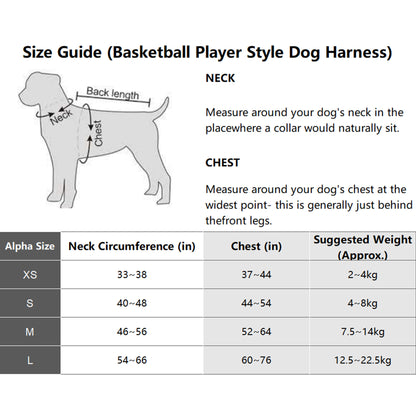 Basketball Player Style Dog Harnesses Escape Free