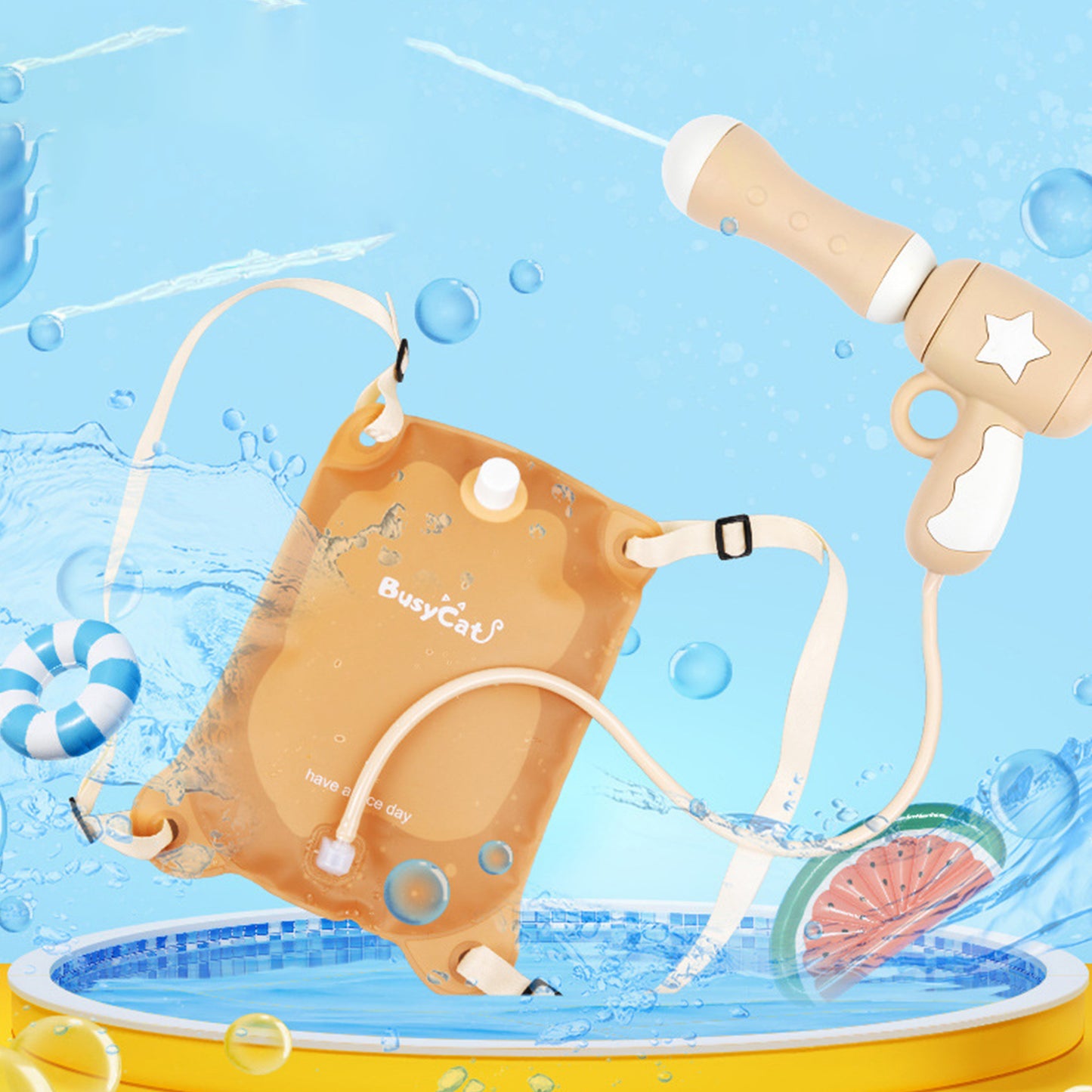 Summer Water Battle Toy Children Backpack Water Gun