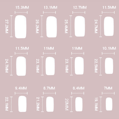 White Swirl Square Press-on Nails 24 PCS