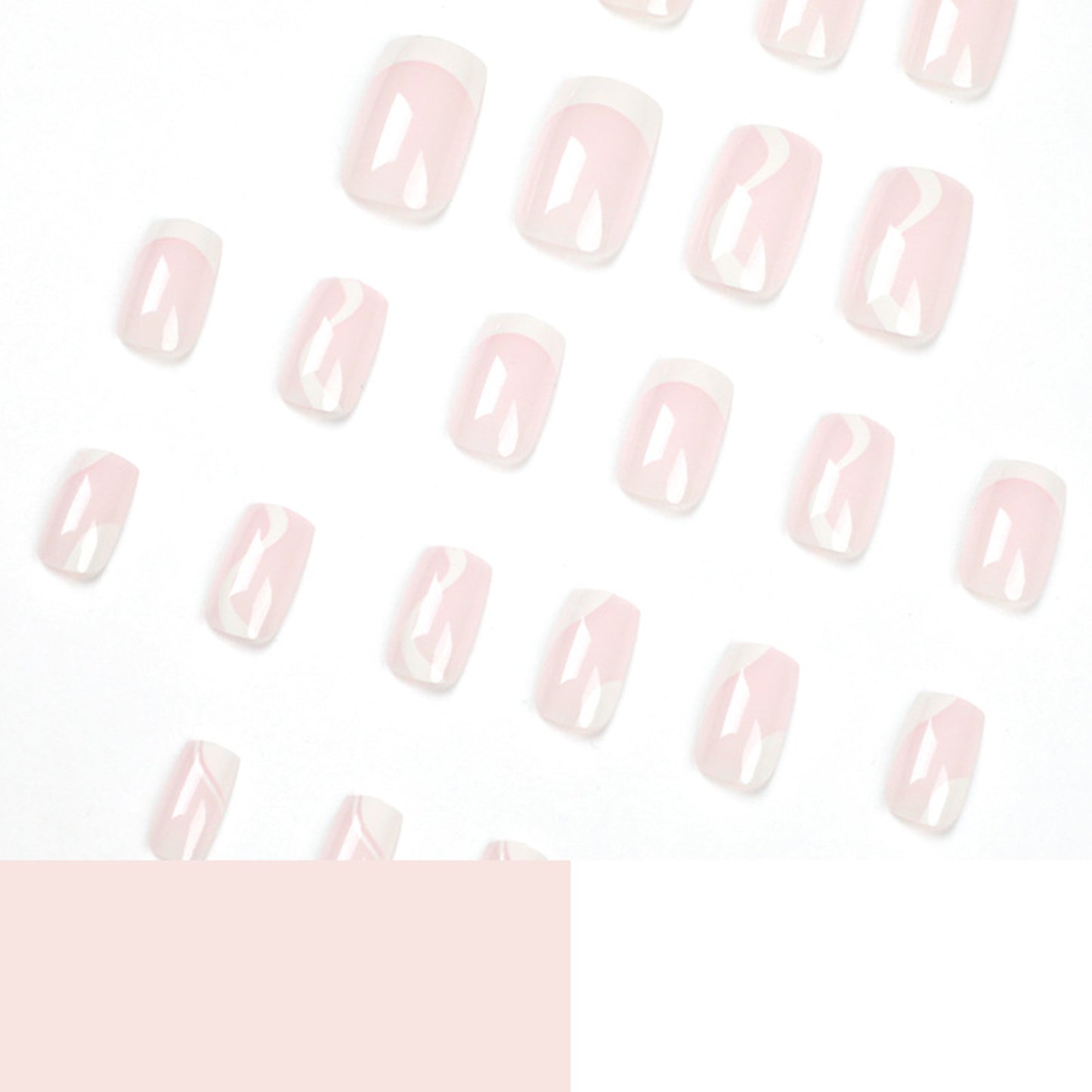 White Swirl Square Press-on Nails 24 PCS