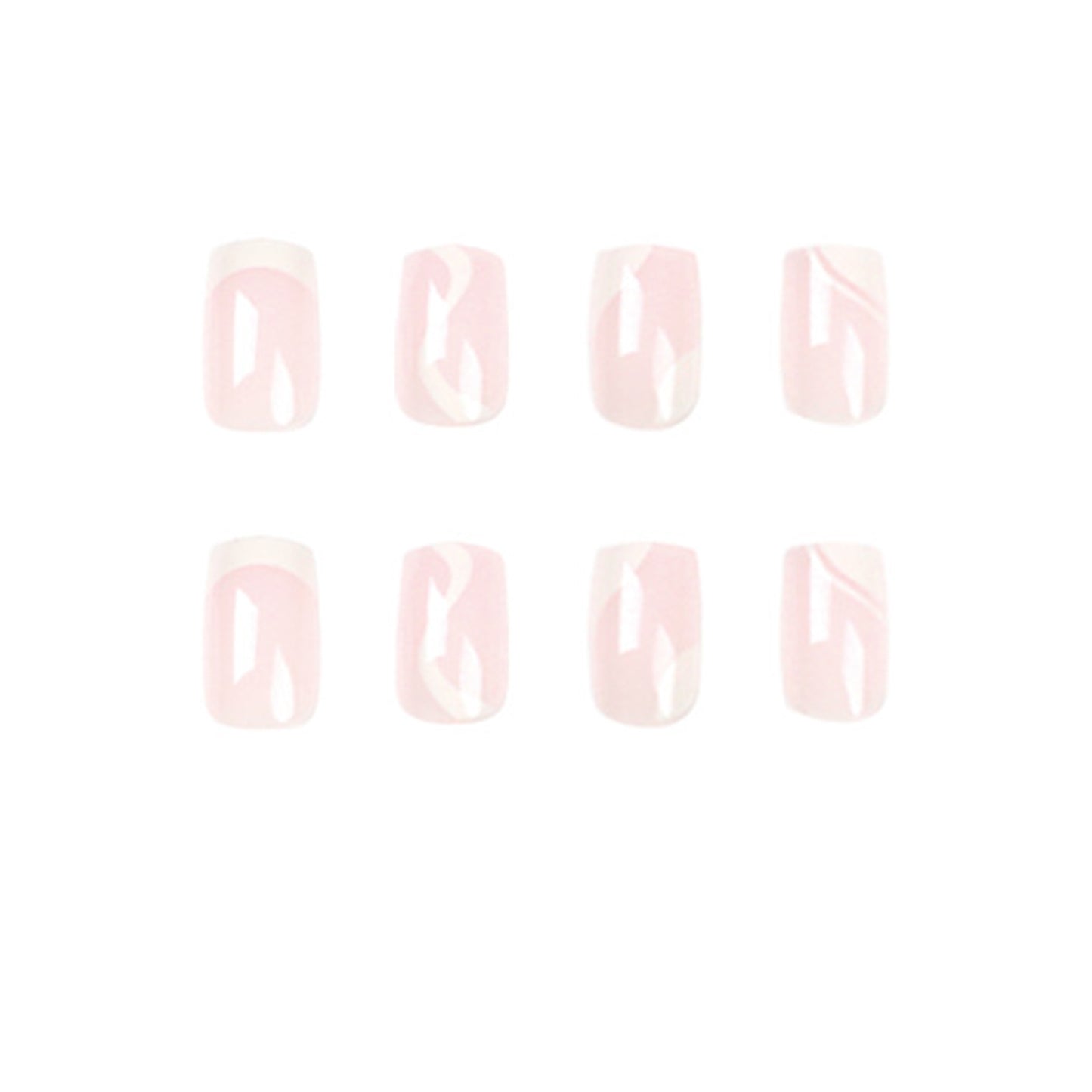 White Swirl Square Press-on Nails 24 PCS