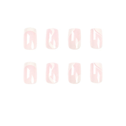 White Swirl Square Press-on Nails 24 PCS