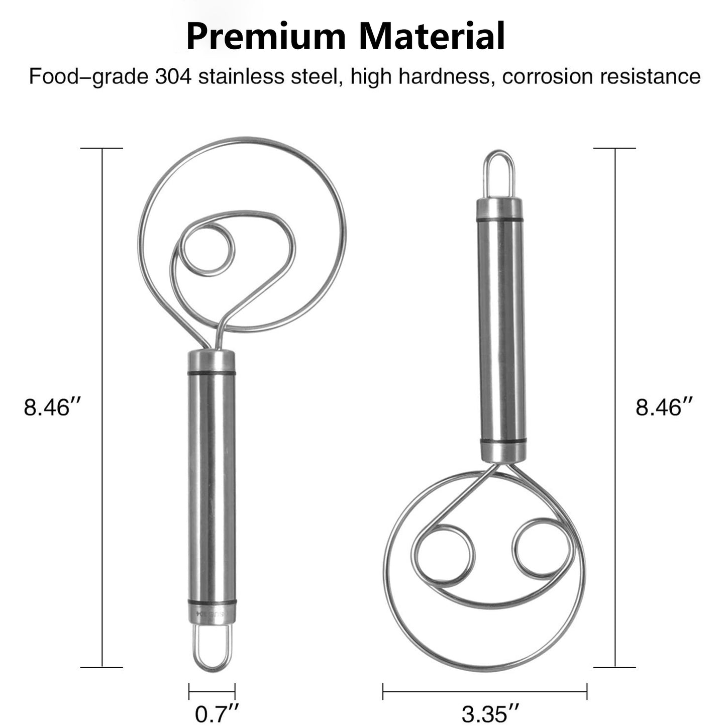 2 Pack Premium Stainless Steel Dutch Whisk