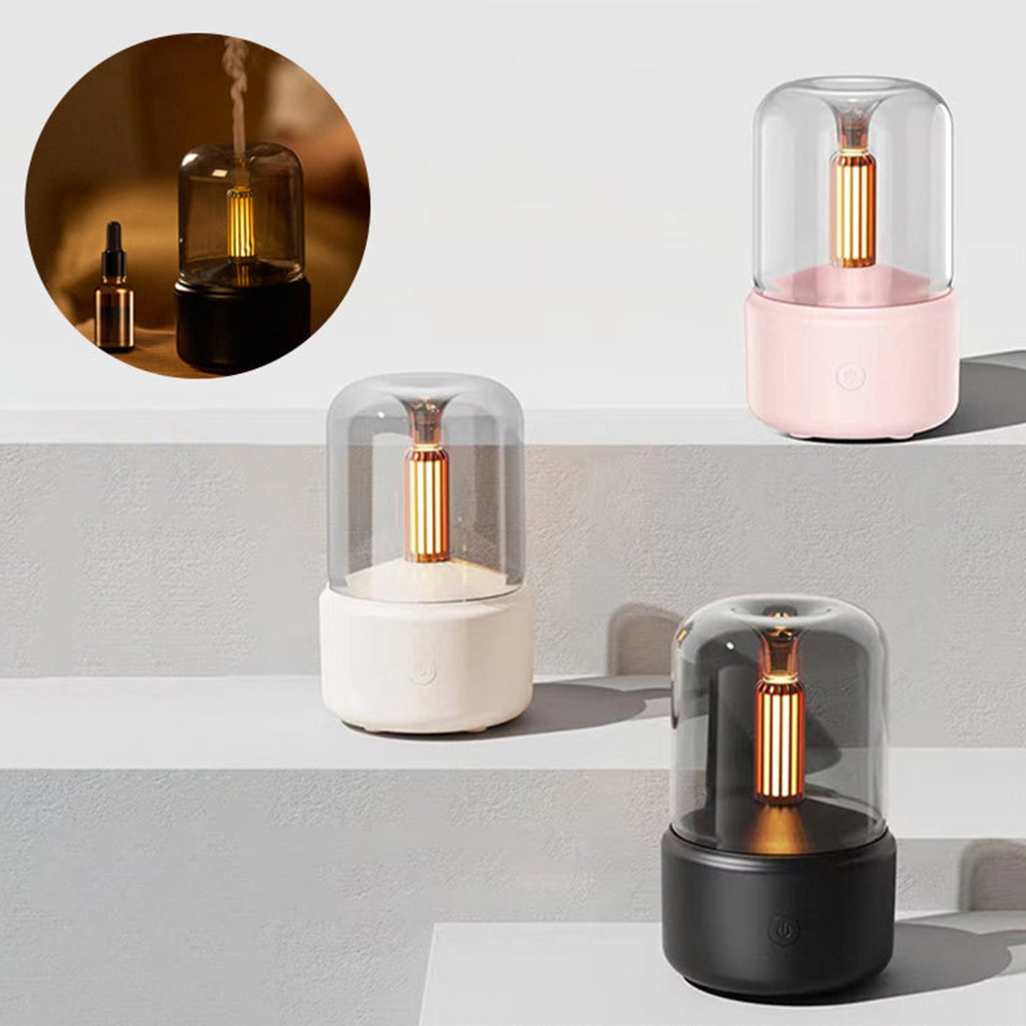 Candle Flame Night Light Humidifier Aromatherapy Diffuser