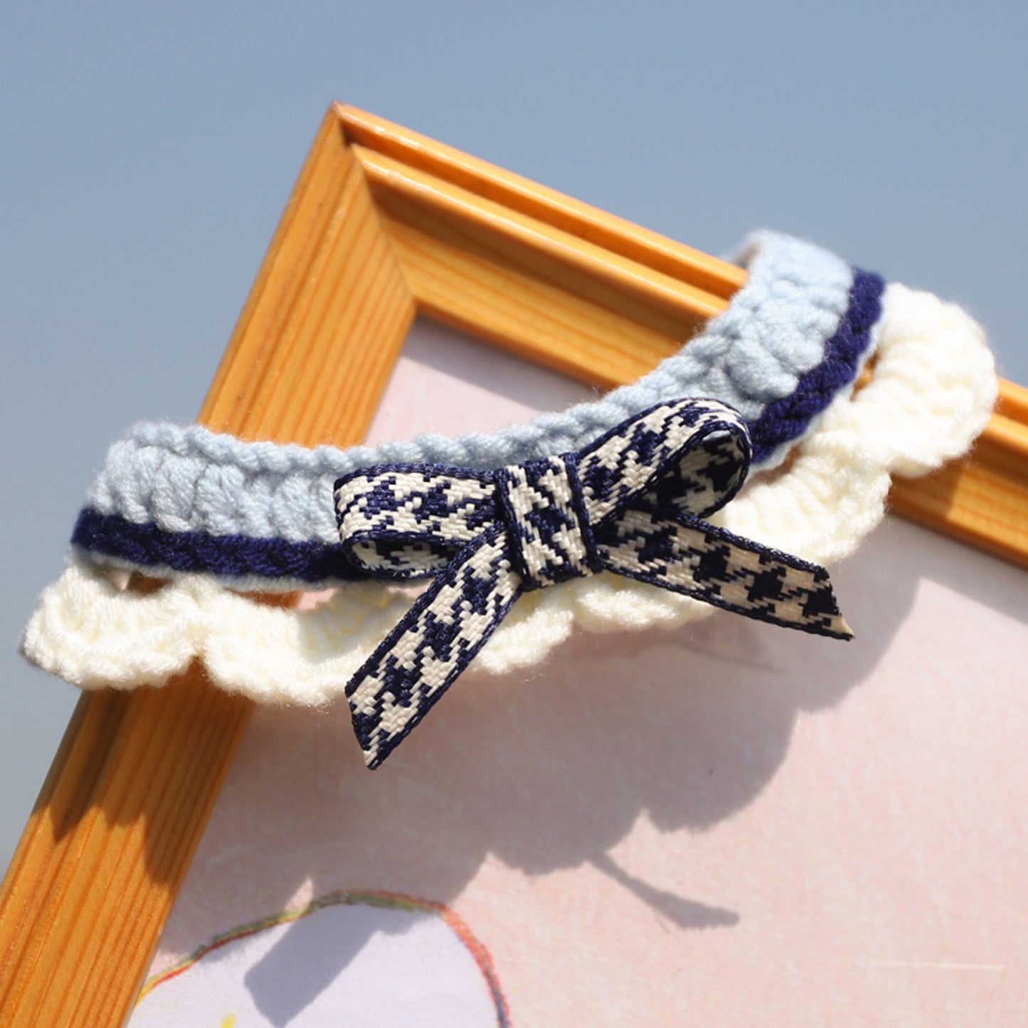 Lovely Crochet Pet Collar Cat Dog Neckwear.