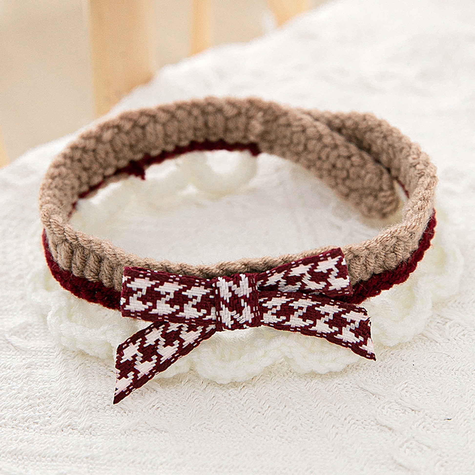 Lovely Crochet Pet Collar Cat Dog Neckwear.