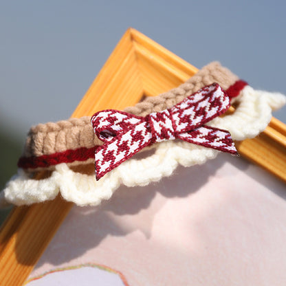 Lovely Crochet Pet Collar Cat Dog Neckwear.