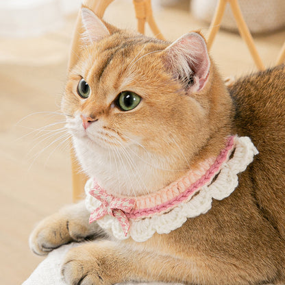 Lovely Crochet Pet Collar Cat Dog Neckwear.