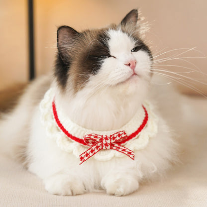 Lovely Crochet Pet Collar Cat Dog Neckwear.