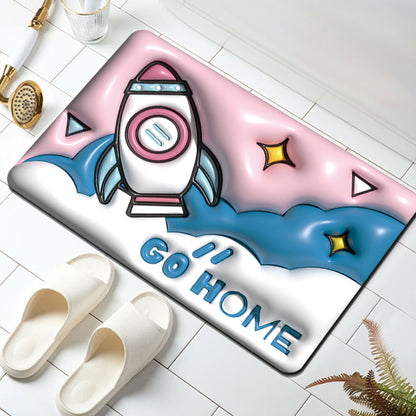 3D Cartoon Animal Floral Pattern Bath Rug Floor Mat