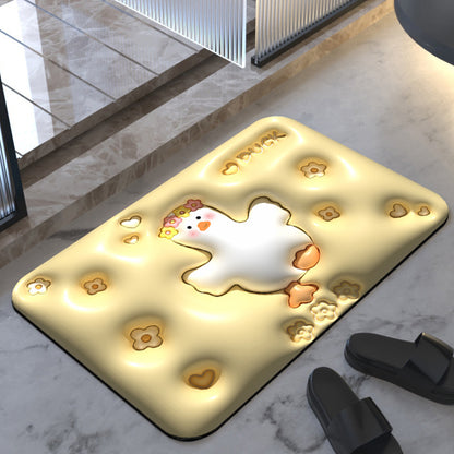 3D Cartoon Animal Floral Pattern Bath Rug Floor Mat