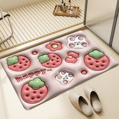 3D Cartoon Animal Floral Pattern Bath Rug Floor Mat