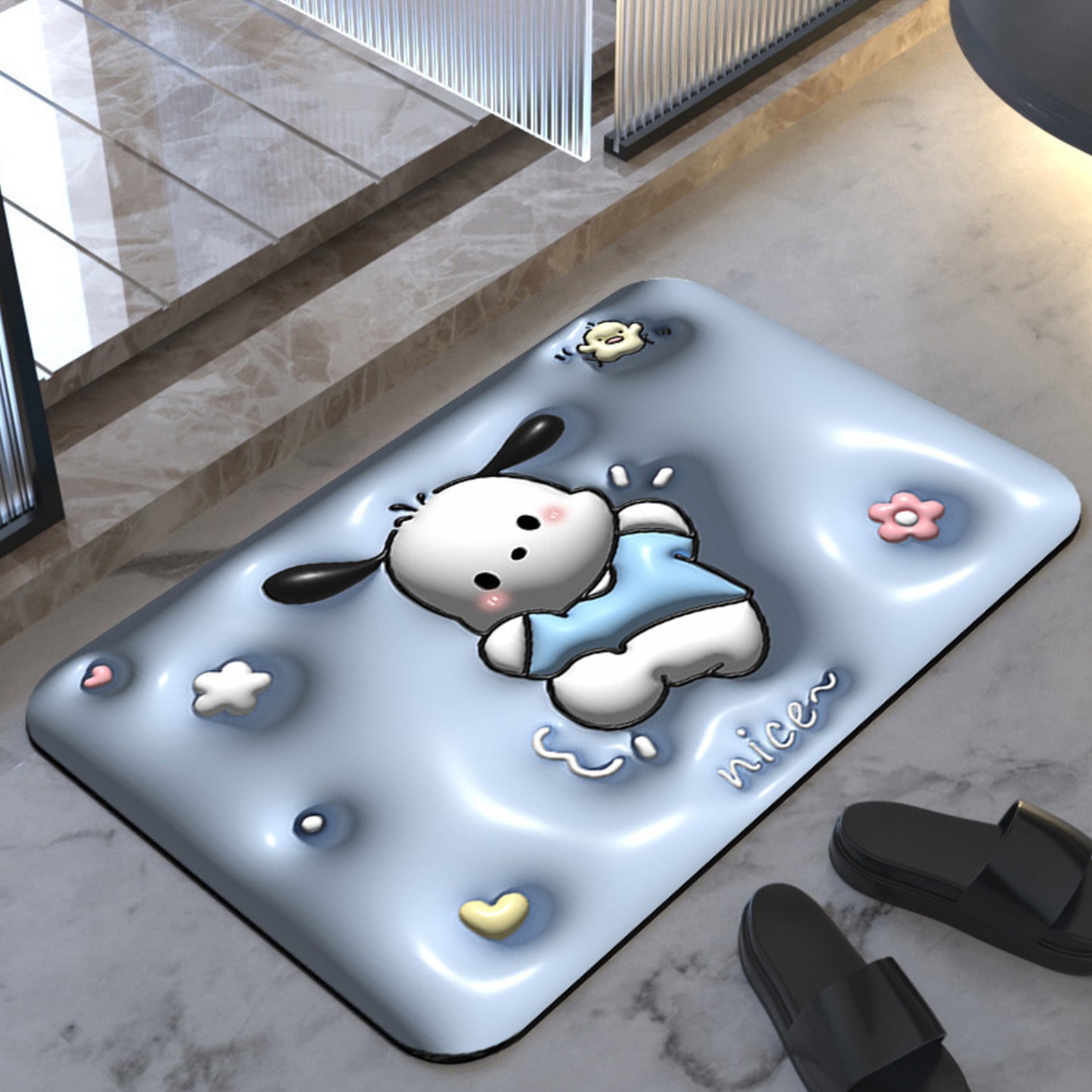 3D Cartoon Animal Floral Pattern Bath Rug Floor Mat