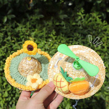 Pet Straw Hat Dragonfly Style Mini Dog Sombrero