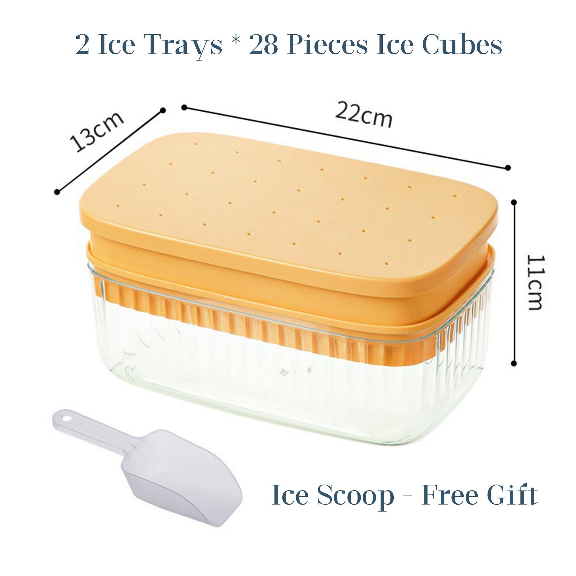 REFFU Ice Cube Tray with Lid and Bin, Upgraded Press to Release All Ice  Design 24 Stackable Ice Trays for Freezer with Ice Bin, Scoop, Tong.  Durable